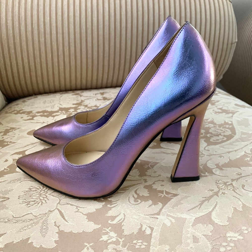 NEW Nine West Trendz 3 Pointy Toe Pumps in Purple Iridescent 7 - Picture 2 of 12